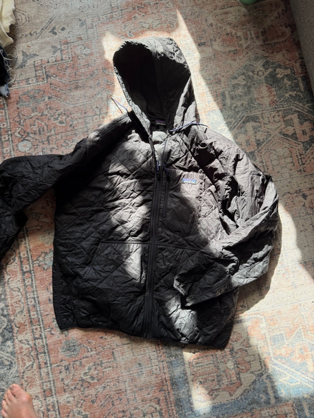 Patagonia Black Quilted Lightweight Jacket with Hood
